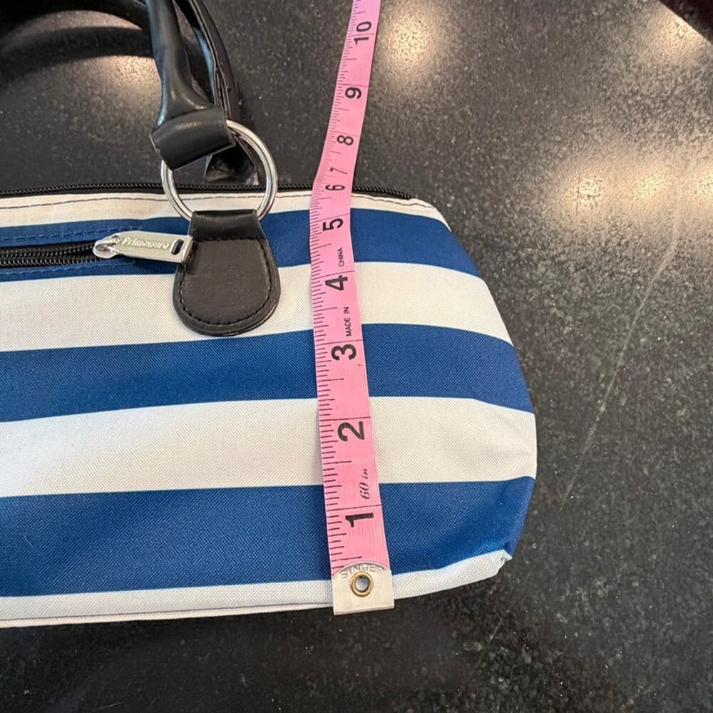 Blue White Striped Insulated Wine Cooler Purse w Opener - Picture 7 of 11
